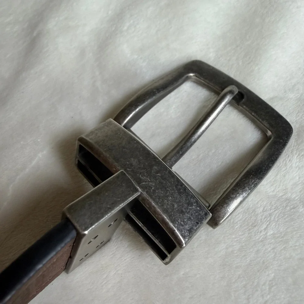 Dickies Reversible Belt Men 50-52 Black Brown PU Coated Leather Swivel‎ Buckle